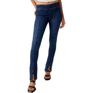 We The Free‎ Double Dutch Free People Dark Wash Split Hem Pull On Skinny Jeans